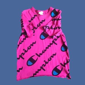 Champion Pink Diagonal Script Tee